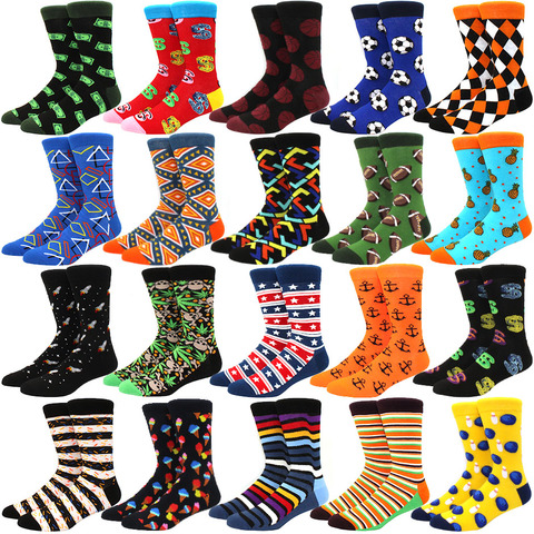 Fashion Dollar football diamond Pattern Novelty Crew Wedding Socks Men's Funny Creative Casual Cotton Colorful Socks For Male ► Photo 1/6