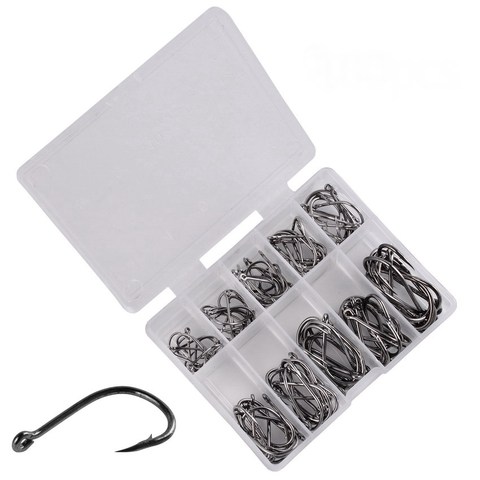 100pcs  Fishing Hook Set Size 3-12 Carbon Steel Fishhook Fly Fishing Jip Barbed Carp Hooks Sea Pesca Fish Tackle Box Accessories ► Photo 1/6