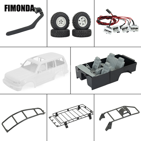 1/10 Scale LC80 Hard Body Mount Roof Rack Interior Tail Ladder Spare Wheel Carrier Snorkel LED Lamp for RC Crawler SCX10 TRX4 ► Photo 1/6