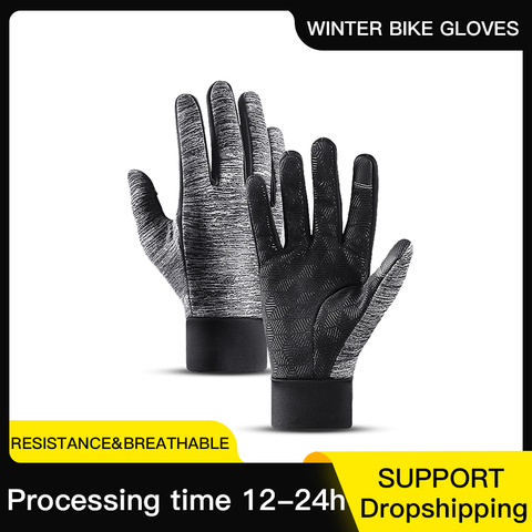 Hot Sale Winter Outdoor Sports Running Glove Warm Touch Screen Gym Fitness Full Finger Gloves For Men Women Sports Gloves ► Photo 1/6