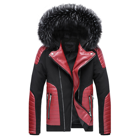2022 Mens Leather Winter Jackets Classic Men Thick Winter Fur Hooded Collar Coats Outwear Overcoat ABZ596 ► Photo 1/6