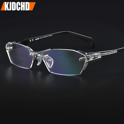 KJDCHD Titanium Glasses Frame Men Rimless Square Business Optical Glasses Clear Computer Prescription Eyeglasss For Men ► Photo 1/5