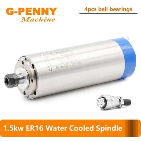 G-PENNY CNC 1.5KW 80mm Water Cooled Spindle ER16 400Hz Water Cooled Spindle 80x220mm 4 Bearings CNC Spindle Motor for Engraving ► Photo 1/6