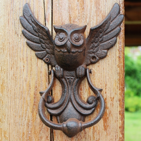 American Style Iron Knocker Crafts Vintage Owl Door Knocking Antique Door Handle Garden Home Wall Decoration ► Photo 1/5