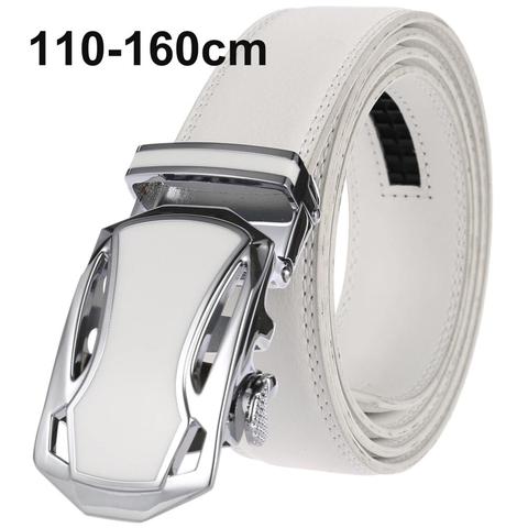 CETIRI 110cm - 160cm Plus Size White Belt Men Luxury Brand Designer High Quality Genuine Leather Strap Automatic Buckle Belt ► Photo 1/6