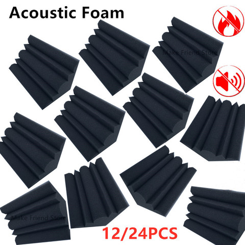12/24pcs 12 x 12 x 24 cm Acoustic Soundproof Foam High Density Flame Retardant Bass Trap Sound Absorption Studio Corner Foam ► Photo 1/6
