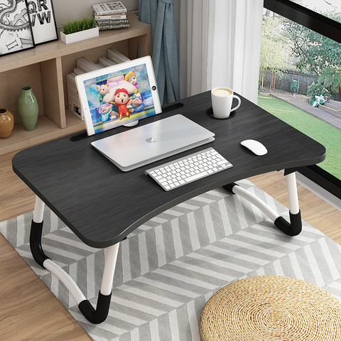 Folding Laptop Table with Slot Hole Portable Laptop Desk for Bed Sofa Study Desk Bed Table ► Photo 1/6