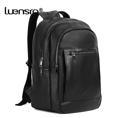 100% Genuine Leather Men Backpack Male 14 inch Laptop Backpack Travel Backpacks Waterpoof Male Fashion BagPack Schoolbag For Men ► Photo 1/6