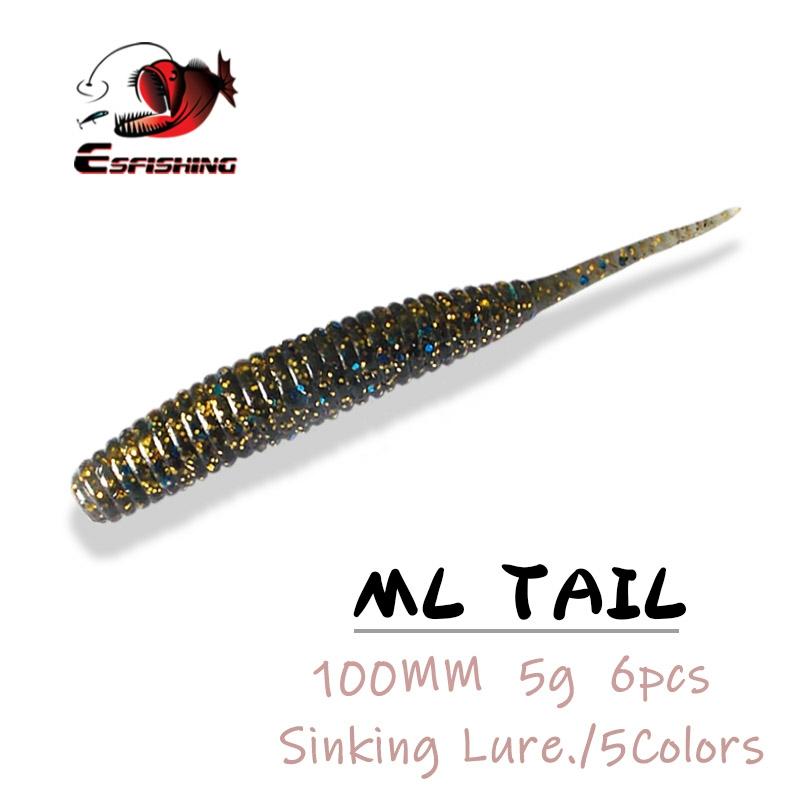 ESFISHING Carp Fishing Lure Soft Lure ML Tail 100mm 5g 6pcs Isca Artificial Crankbait Bait For Fishing Jig Zander ► Photo 1/5