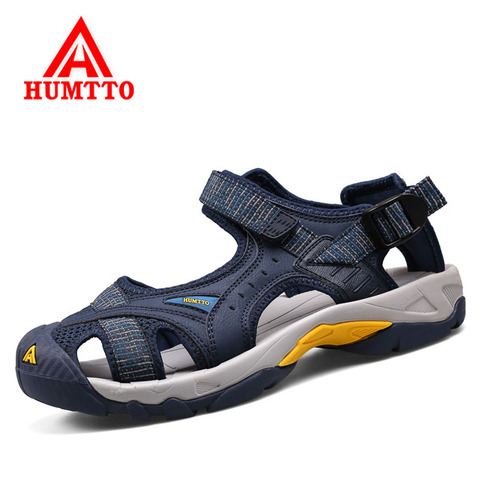 Humtto Summer Outdoor Men and Women Hiking Sandals Breathable Mens Genuine Leather Beach Sandals Couples Climbing Mountain Shoes ► Photo 1/6