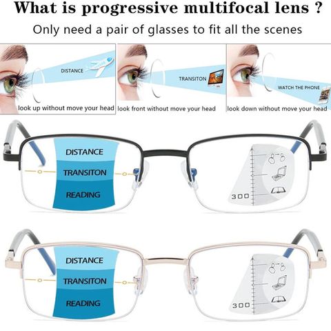 No Line Progressive Multifocal Computer Reading Glasses Men Women Blue Light Blocking Reader automatic adjustment Eyewear 1.5 ► Photo 1/6