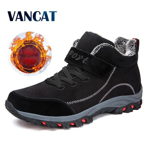 Waterproof Winter Men Boots Warm Fur Snow Women Boots Men Work Casual Sneakers Outdoor Hiking Boots Rubber Ankle Boots Size 48 ► Photo 1/6