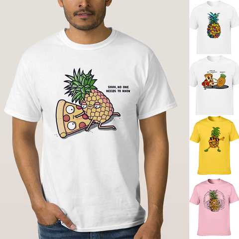 Men Clothes 2022 Pineapple Pizza Fruit Printed Funny Aesthetic Shirt Leisure Short Sleeve O-neck T Shirt Streetwear Graphic Tees ► Photo 1/6