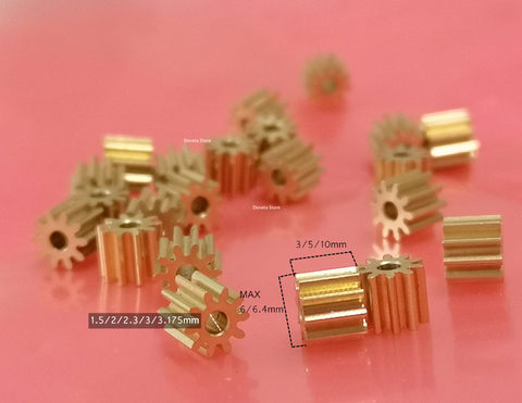 0.5M 10T Copper gear mini 1.5/2/2.3/3/3.175 mm HOLE DIY Toys model RC ► Photo 1/3