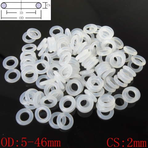 White Food Grade Silicon Rubber O-Ring Seals Washer Cross Section 2mm OD 5-46mm ► Photo 1/5