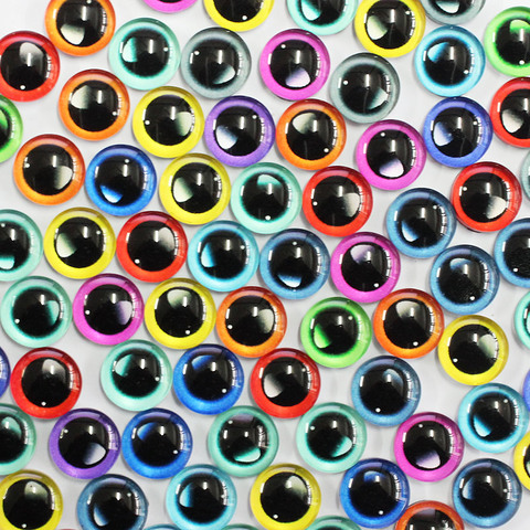 6mm Random Mixed Dragon Eyes Round Glass Cabochon Flatback Photo Cabochons for Charm Base Accessories by pair 50pcs/lot K06171 ► Photo 1/1