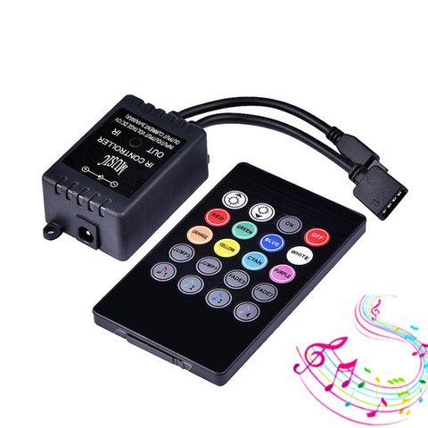 12V LED Music Controller DC12V 5050 2835 RGB LED Strip Light Voice Sensor 20key Black Sound Sensor Audio IR Remote Controller ► Photo 1/6