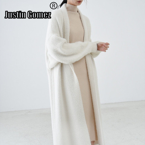 Women's Clothes for Autumn Faux Mink Velvet Cardigan Sweater Loose Bat Sleeve Long Coat Knitted Sweater Outwear Thickness Warm ► Photo 1/3