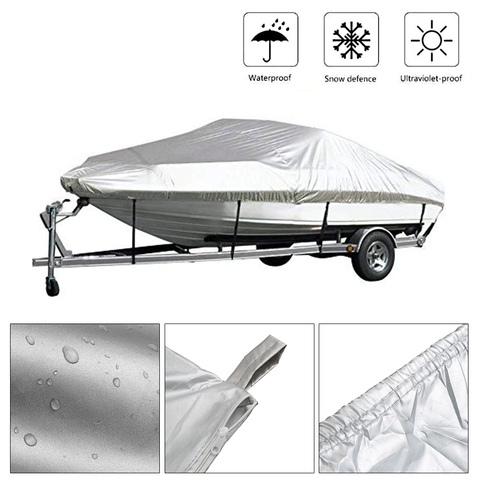 Boat Cover Outdoor Protection Waterproof Reflective 300D Oxford Fabric 11-22ft for V-HULL Runabouts and Bass Boats ► Photo 1/6