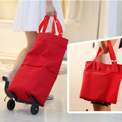 Oxford Folding Shopping Bag Shopping Cart Wheels Bag Small Pull Cart Women's Buy Vegetables Bag Shopping Organizer Tug Package ► Photo 1/6