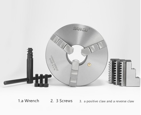 SAN OU K11- 200/K11- 250/K11-320/3 Jaw Lathe Chuck /200mm/250mm/320mm  a Wrench, 3 Screws / a Positive Claw and a Reverse Claw ► Photo 1/6