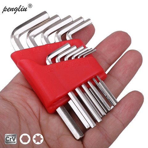 11Pcs Hex Key Set Hexagon Wrench CR-V Key-Wrench Metric British L-Type Wrench 1/16