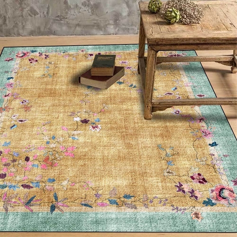 Pastoral Style Living Room Area Rugs Traditional Chinese Flowers Printed Home Decor Carpets Bedroom Bedside Non-Slip Floor Mat ► Photo 1/6