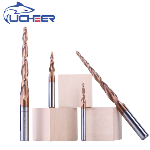 UCHEER 1pc 4mm 6mm Taper Ball Nose End Mill Tungsten solid carbide Coated  cone cnc milling cutter woodworking engraving bit ► Photo 1/6