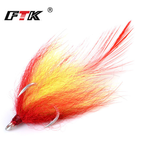 FTK Fishing Treble Hook Size 1#2#4#6# High Carbon Steel Hook With Colourful Fox Hair Triple Hook With Ribbon Fishing Tackle ► Photo 1/6