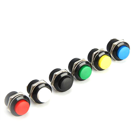 10pcs Push button switch button jog switch R13-507 16MM red green round lockless reset switch ► Photo 1/3