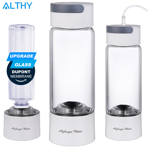 ALTHY Hydrogen Rich Water Generator Bottle - Glass Cupbody - DuPont SPE & PEM Dual Chamber Maker lonizer - H2 Inhalation device ► Photo 1/6