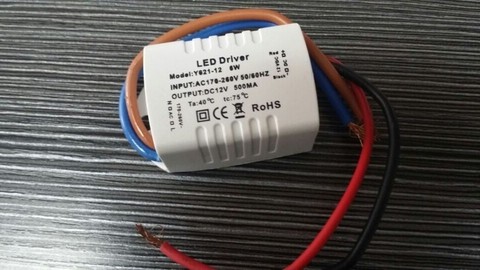 new 5 pcs/lot 6 x1W LED Driver 500MA LED Transformer AC 170-260V DC 12V power supply For Lamp lighting ► Photo 1/1