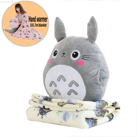 Japan Dragon Cat Plush Pillow With Soft Flannel blanket Stuffed hand Warmer Anime Toy for children Bed Cushion for Girlfriend ► Photo 1/6