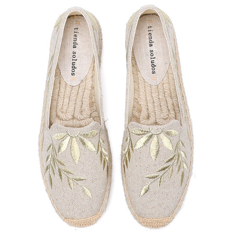 2022 Hot Sale Real Flat Platform Hemp Rubber Slip-on Casual Floral Zapatillas Mujer Sapatos Womens Espadrilles Flat Shoes ► Photo 1/6