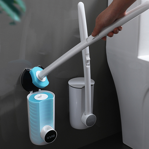 Bathroom Disposable Toilet Brush without Dead Corners Can Be Thrown Household Wall-Mounted Cleaning Toilet Set ► Photo 1/6