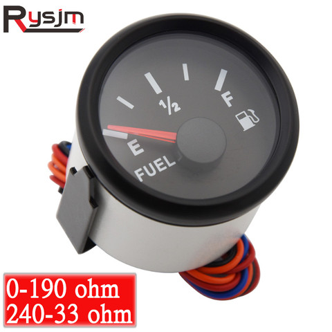 52mm Auto Fuel Level Gauge 0-190 ohm/240-33 ohm Marine Boat Fuel Level Indicator meter For Car Truck Yacht RV With Red Backlight ► Photo 1/6