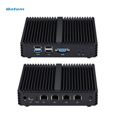 Qotom Mini PC Q190G4N with 4 Gigabit LAN Ports to Build Firewall Router, Fanless Quad core Mini PC Bay Trail j1900 2.42 GHz ► Photo 1/6