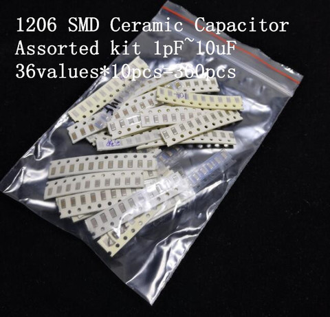 1206 SMD Ceramic Capacitor Assorted kit 1pF~10uF ,36values*10pcs=360pcs Samples Kit Electronic Diy Kit ► Photo 1/3