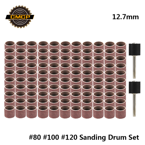 CMCP 12.7mm Sanding Drum Kit Grit #80 #100 #120 Sanding Band for Dremel Sleeves For Electric Mini Angle Grinder Sanding Mandrels ► Photo 1/6