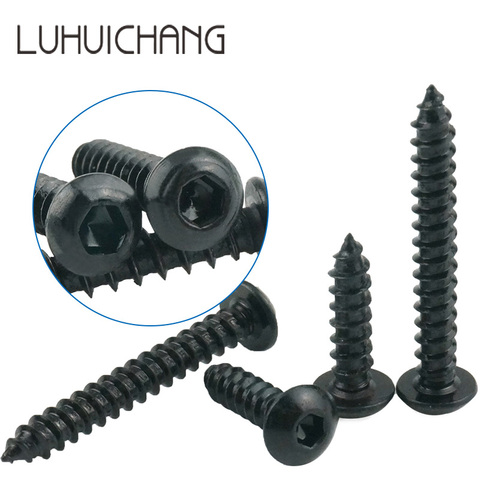 GB/T 8.8 degree M3 M4 M5 M6 BLACK Round Head Hexagon Head Cup Model Self-tapping add hard sound carbon steel screws ► Photo 1/6