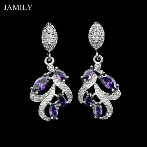 Silver 925 Earrings Of Purple Cubic Zirconia White Crystal For Women Romantic Decoration For Wedding Fashion Jewelry ► Photo 1/6