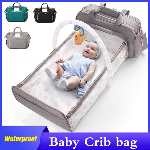 3 In 1 Diaper Bag Backpack Foldable Baby Bed Waterproof Travel Bag with USB Charge Diaper Bag Backpack with Changing Bed ► Photo 1/6