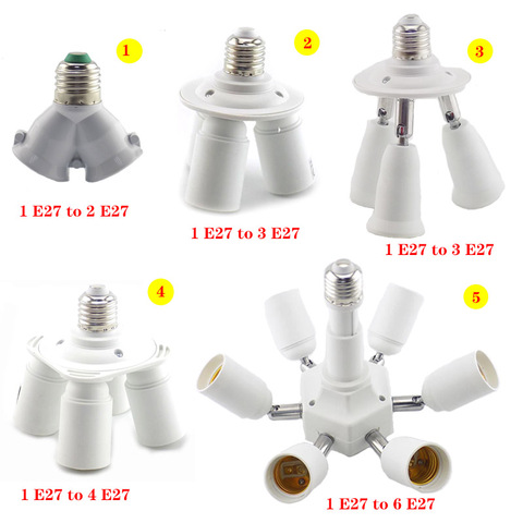 E27 Socket to 3 4 6 E27 Adapter Bulb Lamp Holder Converters E27 Base Socket Splitter LED Light Holder Smart Lighting Accessories ► Photo 1/1