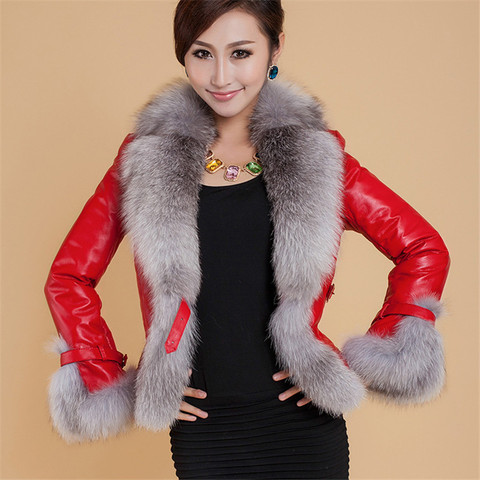 New Winter Leather Jacket Women Coat Faux Fox Fur Collar Short Coat PU Leather Female Jacket Elegant Motorcycle Zipper Outerwear ► Photo 1/6