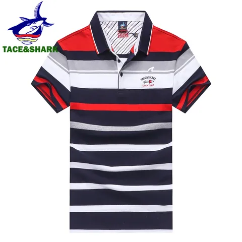 TACE&SHARK Brand 2022 Fashion Personality Mens Shark Embroidery Polo Shirt Homme Yellow Red Polos Flag High Quality Clothing ► Photo 1/6