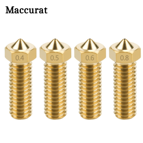 4pcs Volcano 3D printer nozzle All metal brass 3D Lengthen extruder nozzle 0.6 0.8 1.0 1.2mm For 1.75 3mm filament nozzles ► Photo 1/6