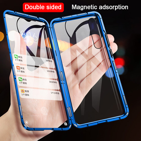 360 Metal Magnetic Case For Xiaomi Redmi Note 9 Pro 8 7 8A 8T Case For Xiaomi Mi 10 9 SE 9T Pro CC9 CC9E A3 Tempered Glass Cover ► Photo 1/6