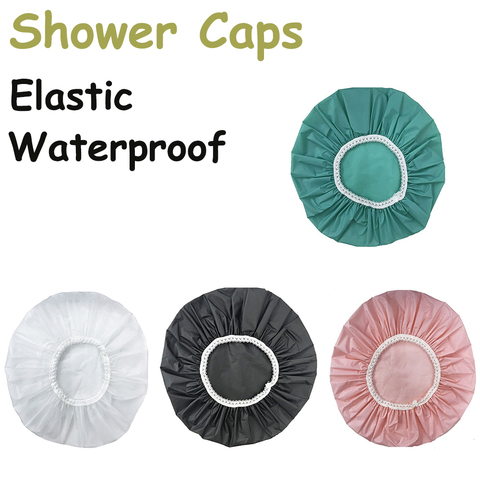Shower Cap Bath Products Home Waterproof Swimming Hats Hotel Elastic Shower Cap Hair Cover Products Bath Different Colors Hot ► Photo 1/6
