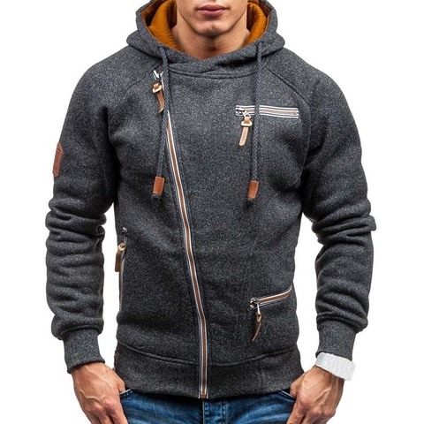 New Hoodie Men 2022 Spring Casual Solid Long Sleeve Mens Hoodies Sweatshirts Slim Zipper Hoody Sweatshirt Men Hooded Streetwear ► Photo 1/6