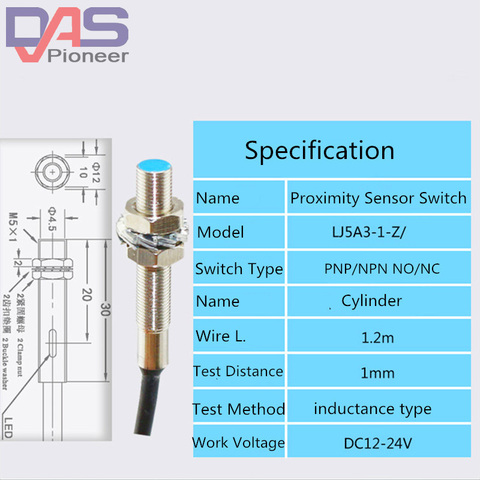 Cylinder Inductive Proximity Sensor Switch LJ5A3-1-Z -BX AX BY AY EX PNP NPN NO NC M5 1mm ► Photo 1/6